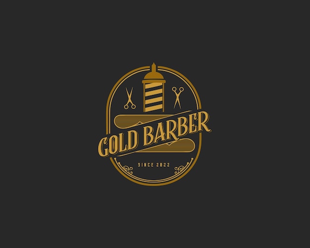 Logo Vintage Barber Gold Barbershop