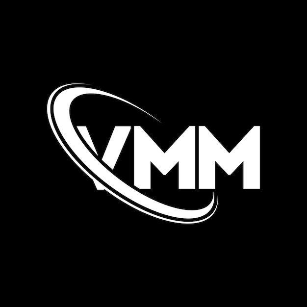 Logo VMM (List VMM) - inicjały logo VMM połączone z okręgiem i dużymi literami, logo VMM (typografia VMM) dla biznesu technologicznego i marki nieruchomości.