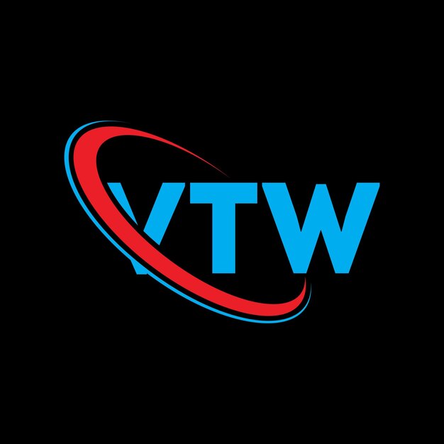 Logo VTW (litera VTW) - inicjały logo VTW połączone z okręgiem i dużymi literami, logo VTw (typografia dla firmy technologicznej i marki nieruchomości)