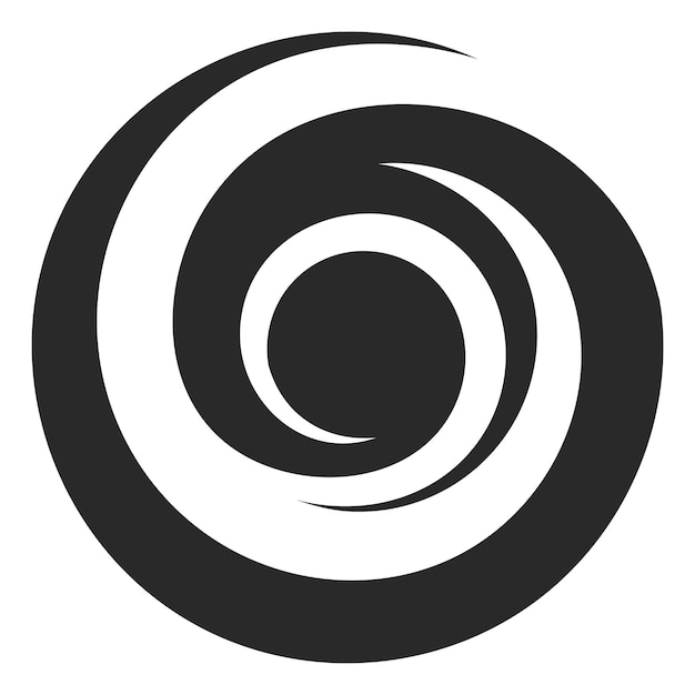 Logo w kolorze czarnym. Znak pętli spiralnej. Okrągły wir na białym tle