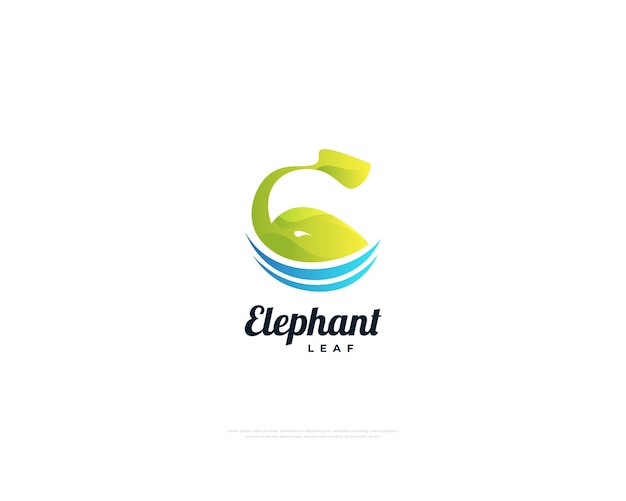 Logo W Kształcie Liścia Słonia Logo Słonia Z Trąbą Pływającą W Basenie