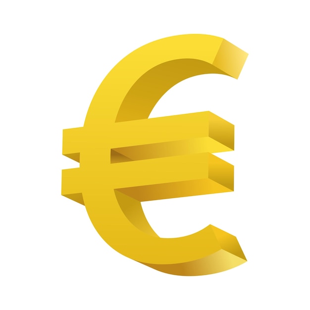 Logo waluty euro w złotym wzorze 3D z wygrawerowaną ikoną euro