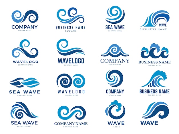 Logo Wave. Graficzne symbole oceanu lub płynącej wody morskiej stylizowane na wektor tożsamości biznesowej. Ilustracja logo fali wody dla firmy godło firmy