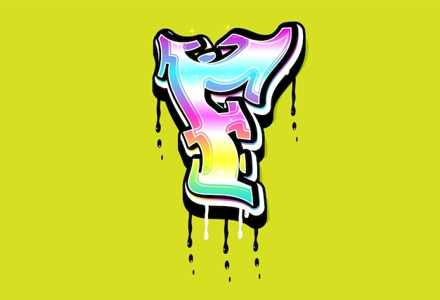 Logo wektor alfabetu F pastelowe graffiti