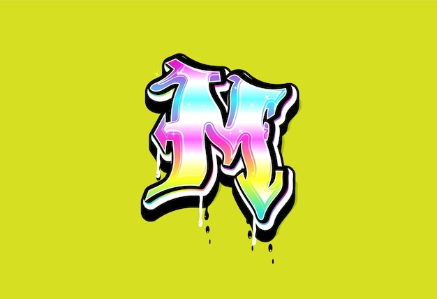 Logo Wektor Alfabetu M Pastel Graffiti