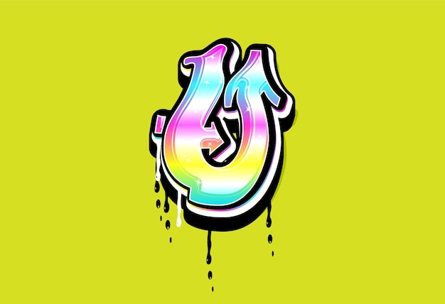 Logo wektor alfabetu U Pastel Graffiti