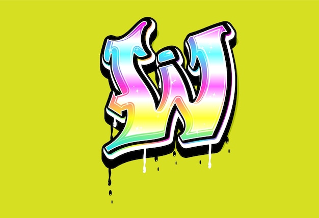 Logo wektor alfabetu W pastelowe graffiti