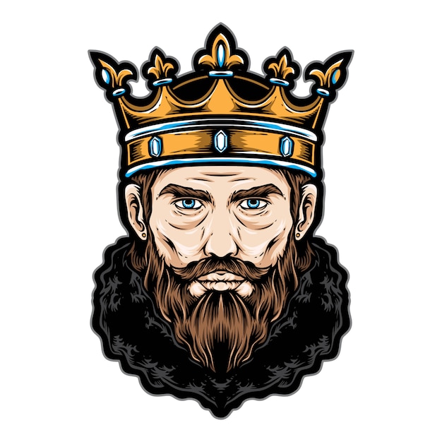 Logo wektor głowa i ikona króla