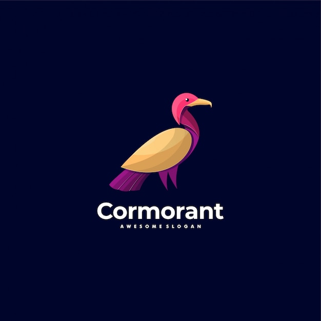 Logo Wektor Ilustracja Kormoran Kolorowy Styl.