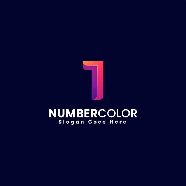 Logo wektor ilustracja numer 1 kolorowy styl gradientu