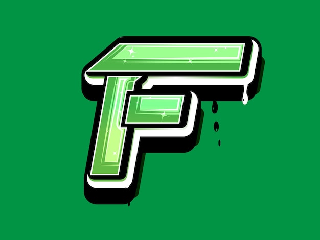 Plik wektorowy logo wektor zielony alfabet litery f