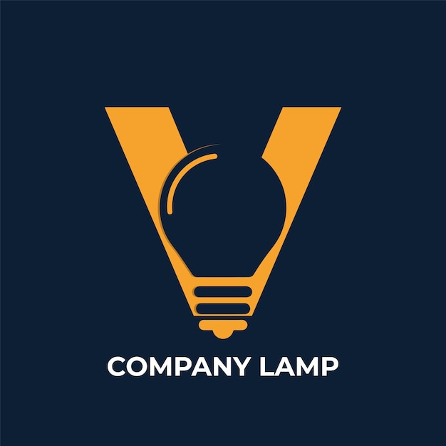 logo wektora lampy i litera v