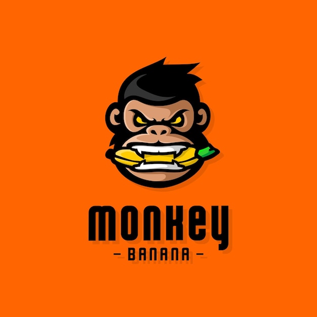 logo wektora małpy gryziejącej banana