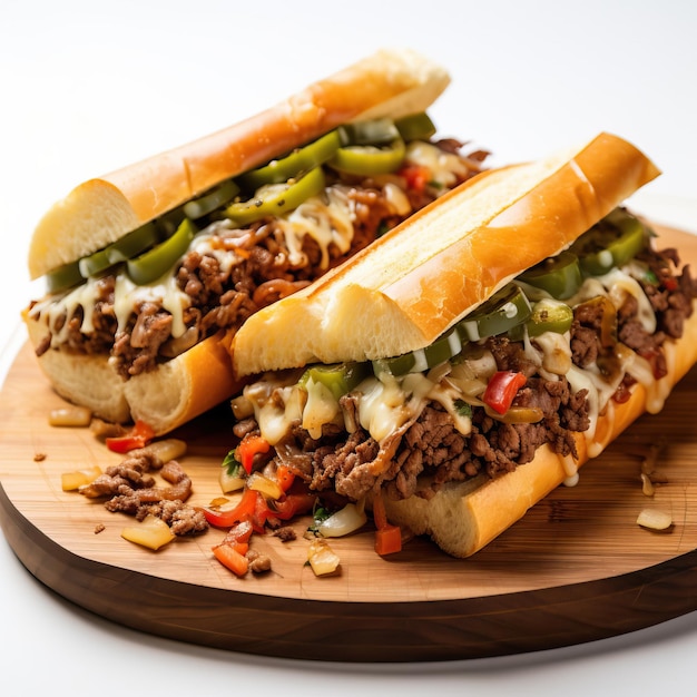 Plik wektorowy logo wektorowe naklejki philly cheesesteak wektorowy biały tył