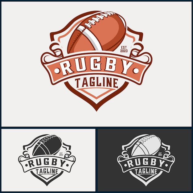 Logo wektorowe rugby piłka rugby odznaka emblemat kształt zespół sportowy rugby
