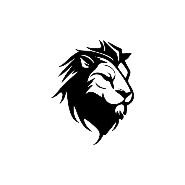 Logo wektorowe z czarnym białym lwem minimalistycznym eleganckim