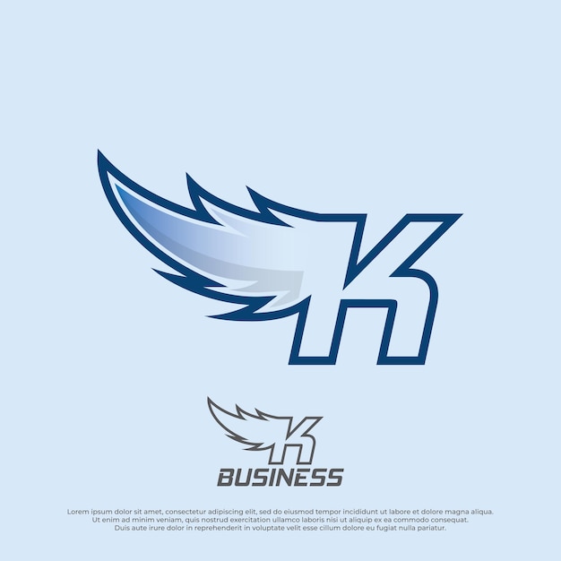 Logo Wings Z Literą K Ilustracja Projekt Odznaki Wings Logo Esport Z Prostym Stylem