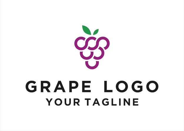 Logo winogron owocowych. winogrona z liści nowoczesny design ilustracji wektorowych