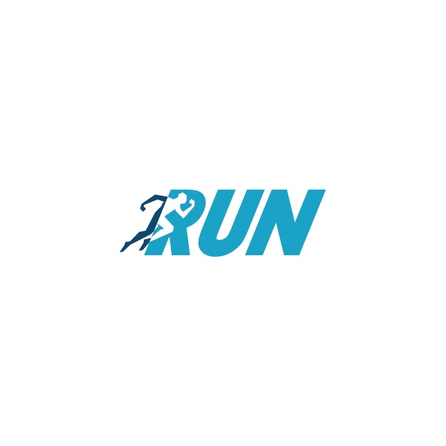 Logo Wordmark Run Man Logo Działający Szablon Wektor Logo Na Białym Tle