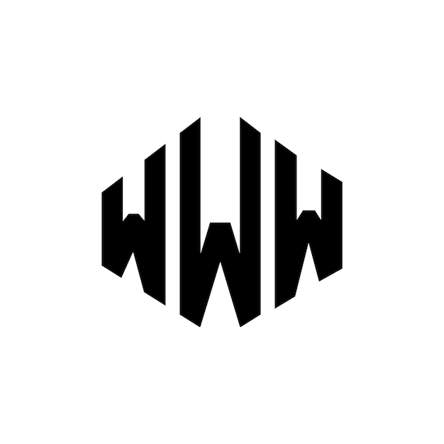 Plik wektorowy logo www w kształcie wieloboku, wieloboku i sześcianu, wzór logo www sześcioboku, wektorowy wzór logo, kolory białe i czarne, monogram www, logo biznesowe i nieruchomości