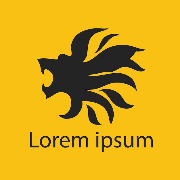 Logo z długimi włosami ryczącego lwa. Projektowanie logo silnej głowy lwa. Szablon logo głowy lwa.