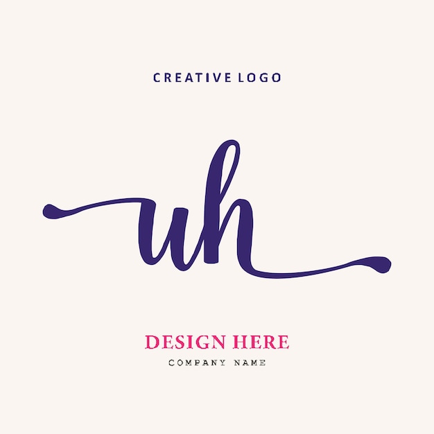 Plik wektorowy logo z napisem uh jest proste, łatwe do zrozumienia i autorytatywne