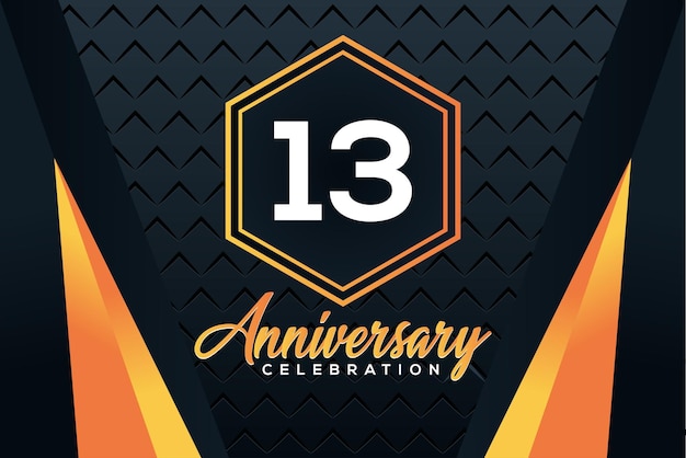 Logo z okazji 13. rocznicy z pomarańczowymi numerami z białym wzorem wektorowym
