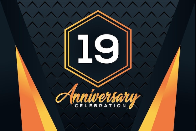 Logo z okazji 19. rocznicy z pomarańczowymi numerami z białym wzorem wektorowym