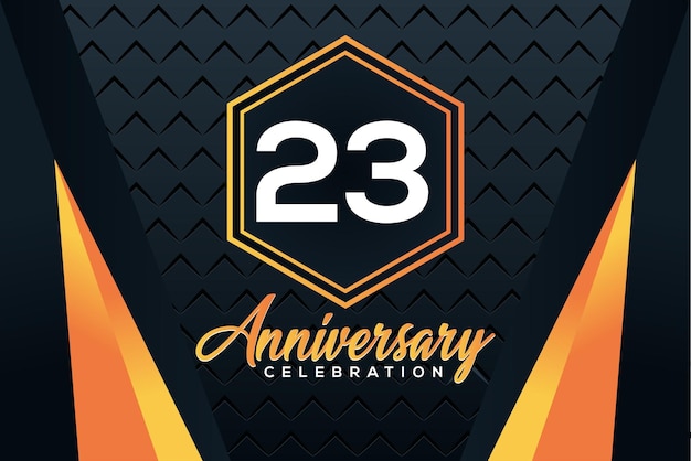 Logo z okazji 23. rocznicy z pomarańczowymi numerami z białym wzorem wektorowym