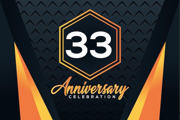 Logo z okazji 33. rocznicy z pomarańczowymi numerami z białym wzorem wektorowym