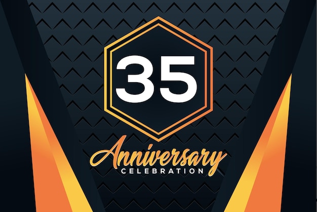 Logo z okazji 35-lecia z pomarańczowymi numerami z białym wzorem wektorowym