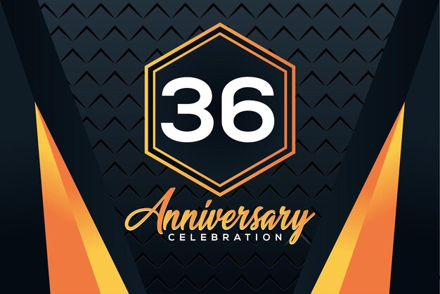 Logo z okazji 36. rocznicy z pomarańczowymi numerami z białym wzorem wektorowym