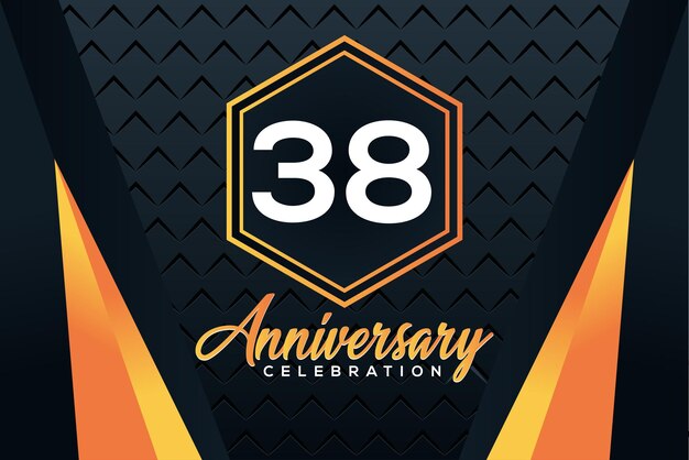 Logo z okazji 38. rocznicy z pomarańczowymi numerami z białym wzorem wektorowym