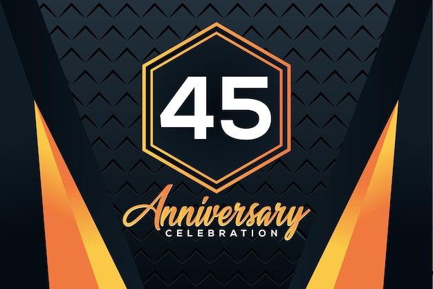 Logo z okazji 45-lecia z pomarańczowymi numerami z białym wzorem wektorowym
