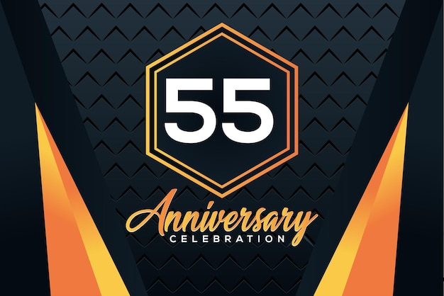 Logo z okazji 55. rocznicy z pomarańczowymi numerami z białym wzorem wektorowym