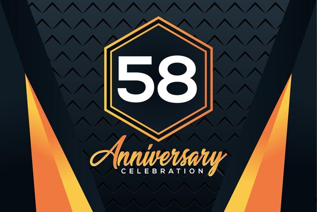 Logo z okazji 58. rocznicy z pomarańczowymi numerami z białym wzorem wektorowym