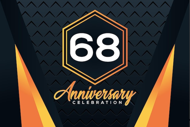 Logo z okazji 68. rocznicy z pomarańczowymi numerami z białym wzorem wektorowym