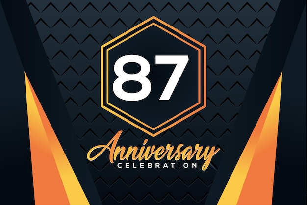 Logo z okazji 87. rocznicy z pomarańczowymi numerami z białym wzorem wektorowym