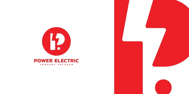 Logo Z Początkową Literą P Ze śrubą Thunder Wewnątrz Kroju Logo Power Projekt Z Negatywową Przestrzenią
