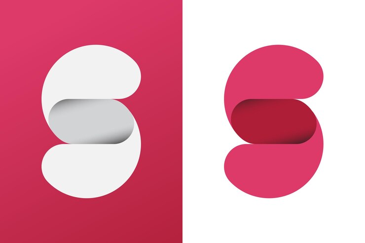 Wektor logo z różowym monogramem s z gradientem