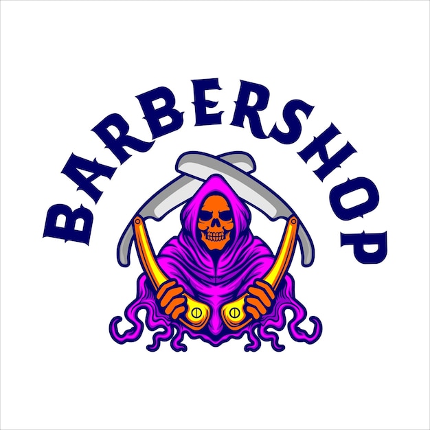 Plik wektorowy logo zakładu fryzjerskiego z czaszką i kośćmi
