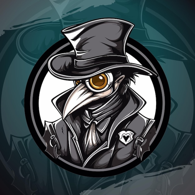 Logo zespołów sportowych i eSport Plague Doctor w grafice wektorowej