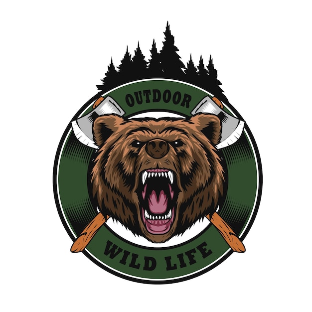 Plik wektorowy logo zewnętrzne z głową niedźwiedzia