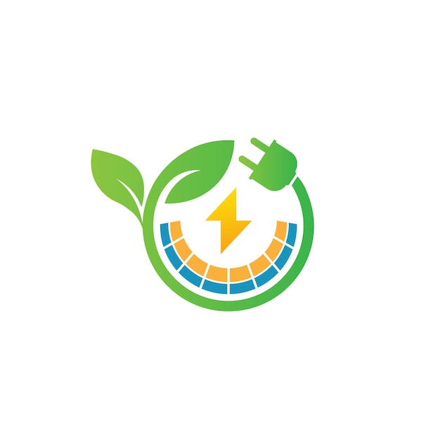 Logo Zielonej Energii Eko Technologia Elektryczna Natura Moc Wektor Symbol