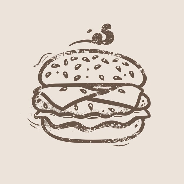 Logo Znaczki Burger Grunge, Emblemat Fast Food W Stylu Gumowego Znaczka