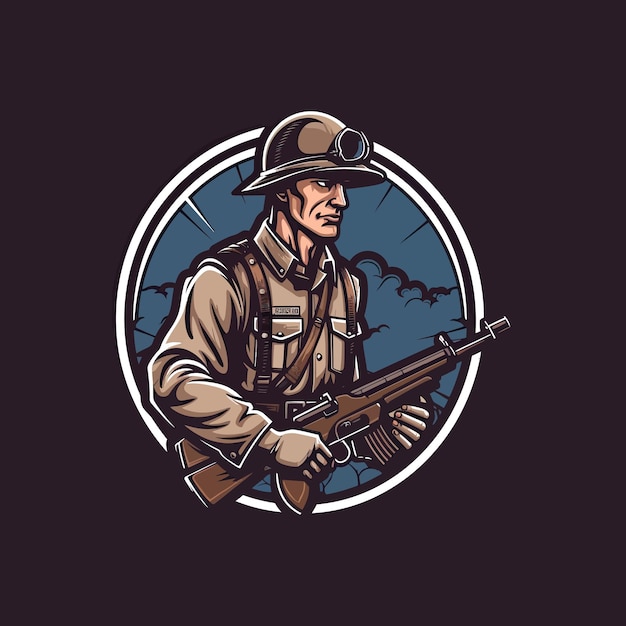 Logo żołnierza zaprojektowane w stylu ilustracji e-sportu
