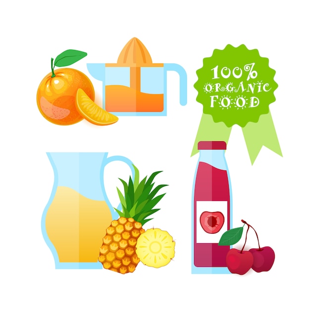 Plik wektorowy logo żywności ekologicznej pojedyncze świeże owoce sok naturalnych produktów rolnych koncepcja
