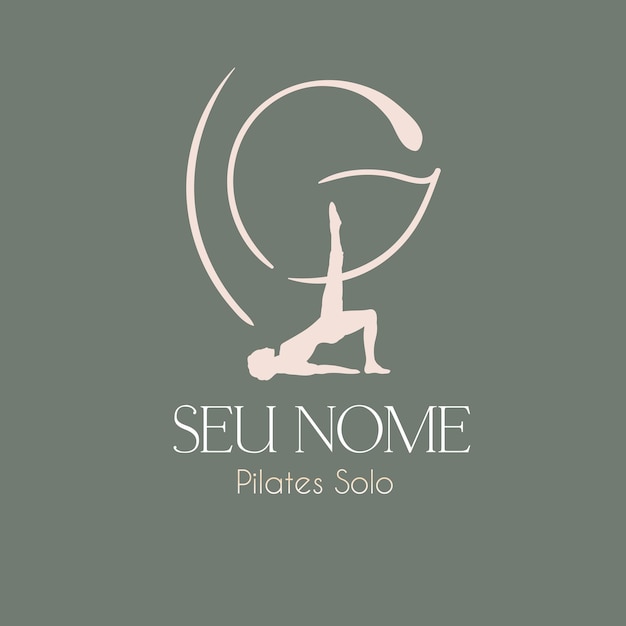 Logotipo Pilates Letra G Fisioterapia Verde Minimalista Clean