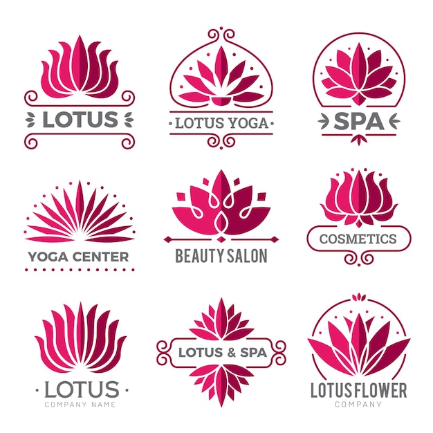 Logotyp Lotus. Natura Botanicznych Symboli Graficznych Kwiaty Dla Ikony Dekoracji Salonu Piękności Spa.