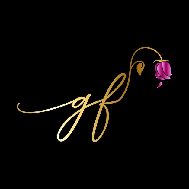 Logotyp Monogram Gf Na Uroczystość, ślub, Kartkę Z życzeniami, Szablon Wektor Zaproszenia